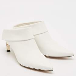 Nicholas Kirkwood White Leather Pointed Toe Mules Size 37
