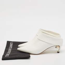 Nicholas Kirkwood White Leather Pointed Toe Mules Size 37