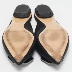 Pre Owned Nicholas Kirkwood Black Satin Eden Crystals Embellished Flat Mules Size 38