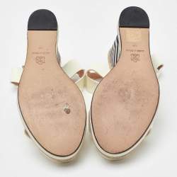 Pre Owned Nicholas Kirkwood White Patent Leather Ankle Strap Espadrille Wedge Sandals Size 39