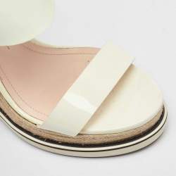 Pre Owned Nicholas Kirkwood White Patent Leather Ankle Strap Espadrille Wedge Sandals Size 39