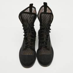 Nicholas Kirkwood Black Mesh and Suede Casati Pearl Ankle Length Boots Size 38