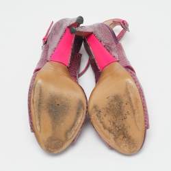 Nicholas Kirkwood Purple Snakeskin Leather Ankle Strap Sandals Size 40