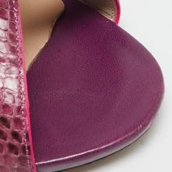 Nicholas Kirkwood Purple Snakeskin Leather Ankle Strap Sandals Size 40