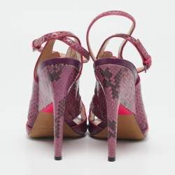 Nicholas Kirkwood Purple Snakeskin Leather Ankle Strap Sandals Size 40