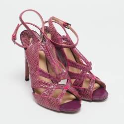 Nicholas Kirkwood Purple Snakeskin Leather Ankle Strap Sandals Size 40