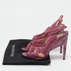 Nicholas Kirkwood Purple Snakeskin Leather Ankle Strap Sandals Size 40