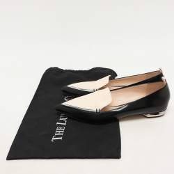 Pre Owned Nicholas Kirkwood Black/Light Beige Patent Leather Beya Smoking Slippers Size 38.5