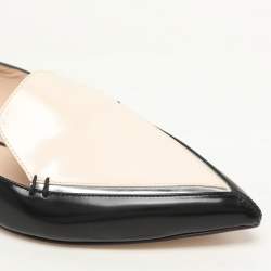 Pre Owned Nicholas Kirkwood Black/Light Beige Patent Leather Beya Smoking Slippers Size 38.5
