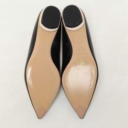 Pre Owned Nicholas Kirkwood Black/Light Beige Patent Leather Beya Smoking Slippers Size 38.5