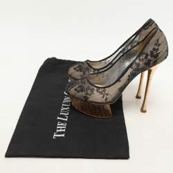 Nicholas Kirkwood Black Lace Platform Pumps Size 37.5