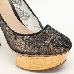 Nicholas Kirkwood Black Lace Platform Pumps Size 37.5