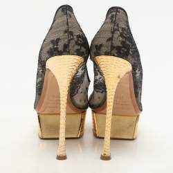 Nicholas Kirkwood Black Lace Platform Pumps Size 37.5
