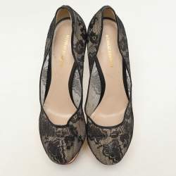 Nicholas Kirkwood Black Lace Platform Pumps Size 37.5