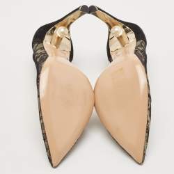 Nicholas Kirkwood Black/Beige Suede and Lace Pearl Embellished Pointed Toe Pumps Size 41