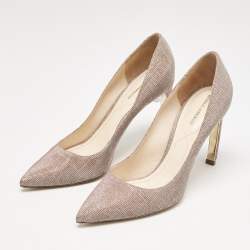 Nicholas Kirkwood Gold Rose Lurex Fabric Pearl Embellished Pumps Size 41