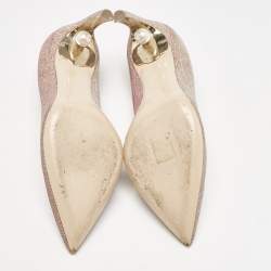 Nicholas Kirkwood Gold Rose Lurex Fabric Pearl Embellished Pumps Size 41