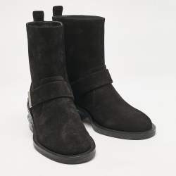 Nicholas Kirkwood Black Suede Casati Pearl Ankle Length Boots Size 37