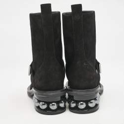 Nicholas Kirkwood Black Suede Casati Pearl Ankle Length Boots Size 37