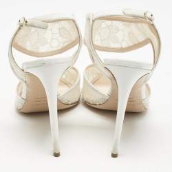 Nicholas Kirkwood White Lace and Leather Leda Pumps Size 39.5