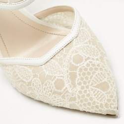 Nicholas Kirkwood White Lace and Leather Leda Pumps Size 39.5