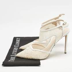 Nicholas Kirkwood White Lace and Leather Leda Pumps Size 39.5