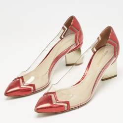 Nicholas Kirkwood Red/Transparent Leather and PVC Block Heel Pumps Size 39