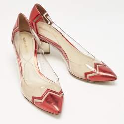 Nicholas Kirkwood Red/Transparent Leather and PVC Block Heel Pumps Size 39