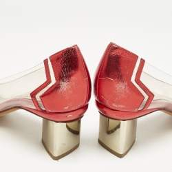 Nicholas Kirkwood Red/Transparent Leather and PVC Block Heel Pumps Size 39