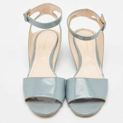 Pre Owned Nicholas Kirkwood Blue Patent Leather Casati Ankle Strap Sandals Size 40