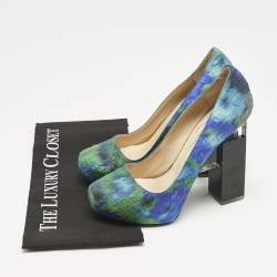 Pre Owned Nicholas Kirkwood Multicolor Textile Block Heel Pumps Size 40