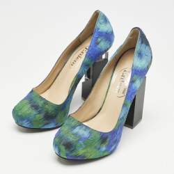 Pre Owned Nicholas Kirkwood Multicolor Textile Block Heel Pumps Size 40