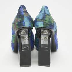 Pre Owned Nicholas Kirkwood Multicolor Textile Block Heel Pumps Size 40