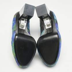 Pre Owned Nicholas Kirkwood Multicolor Textile Block Heel Pumps Size 40