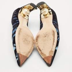 Nicholas Kirkwood Black/Blue Velvet Pearl Embellished Pumps Size 38.5