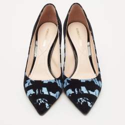 Nicholas Kirkwood Black/Blue Velvet Pearl Embellished Pumps Size 38.5
