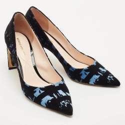 Nicholas Kirkwood Black/Blue Velvet Pearl Embellished Pumps Size 38.5