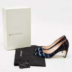 Nicholas Kirkwood Black/Blue Velvet Pearl Embellished Pumps Size 38.5