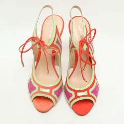 Nicholas Kirkwood Multicolor Patent Leather and Suede Ankle Strap Sandals Size 38.5