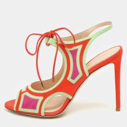 Nicholas Kirkwood Multicolor Patent Leather and Suede Ankle Strap Sandals Size 38.5