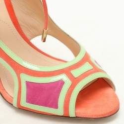 Nicholas Kirkwood Multicolor Patent Leather and Suede Ankle Strap Sandals Size 38.5