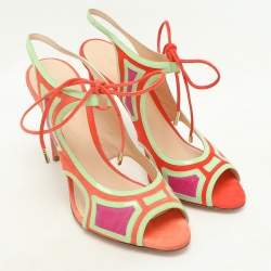 Nicholas Kirkwood Multicolor Patent Leather and Suede Ankle Strap Sandals Size 38.5