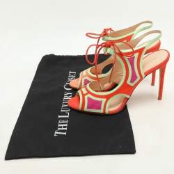 Nicholas Kirkwood Multicolor Patent Leather and Suede Ankle Strap Sandals Size 38.5