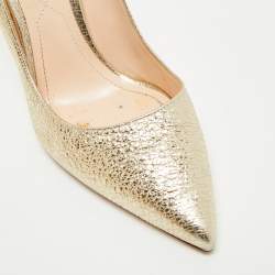 Nicholas Kirkwood Gold Texture Leather Pearl Embellished Pointed Toe Pumps Size 38.5