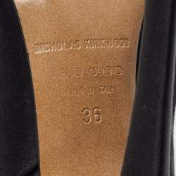 Pre Owned Nicholas Kirkwood Black Satin Pearl Platform Slingback Sandals Size 36