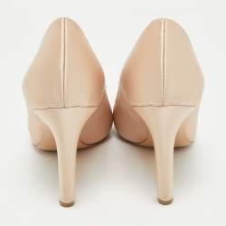 Pre Owned Nicholas Kirkwood Beige Satin Crystal Embellished Eden Pointed Toe Pumps Size 39.5