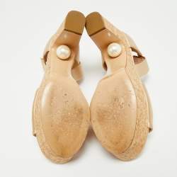 Pre Owned Nicholas Kirkwood Beige Satin Platform Sandals Size 41