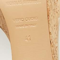 Pre Owned Nicholas Kirkwood Beige Satin Platform Sandals Size 41