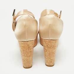 Pre Owned Nicholas Kirkwood Beige Satin Platform Sandals Size 41