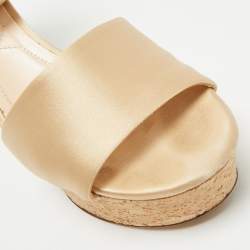 Pre Owned Nicholas Kirkwood Beige Satin Platform Sandals Size 41